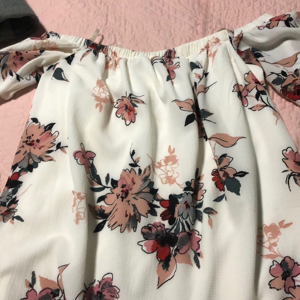Off the shoulders white floral dress